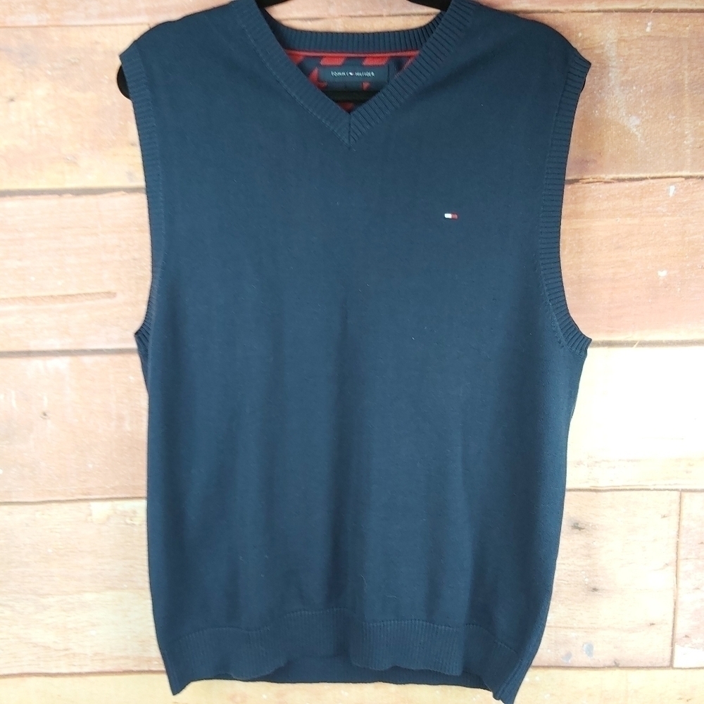 TOMMY Hilfiger blue knitted men's vest size medium sweater vest